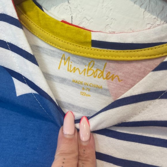 Mini Boden White and Blue Flutter Sleeve Sundress - Picture 4 of 7